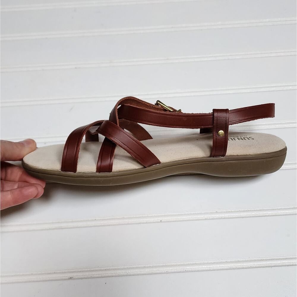 G.H. Bass & Co Sunjuns Margie Strappy Women's Leather Sandals Size 7.5W Brown - Picture 6 of 10